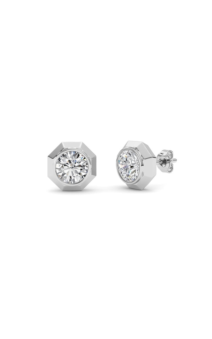 2Cttw Round Shaped Lab Grown Diamond (F/VS ) Stud Earrings in 14K Gold