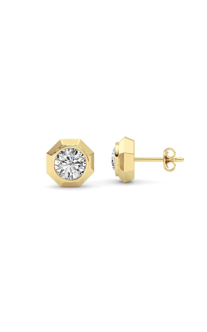 2Cttw Round Shaped Lab Grown Diamond (F/VS ) Stud Earrings in 14K Gold