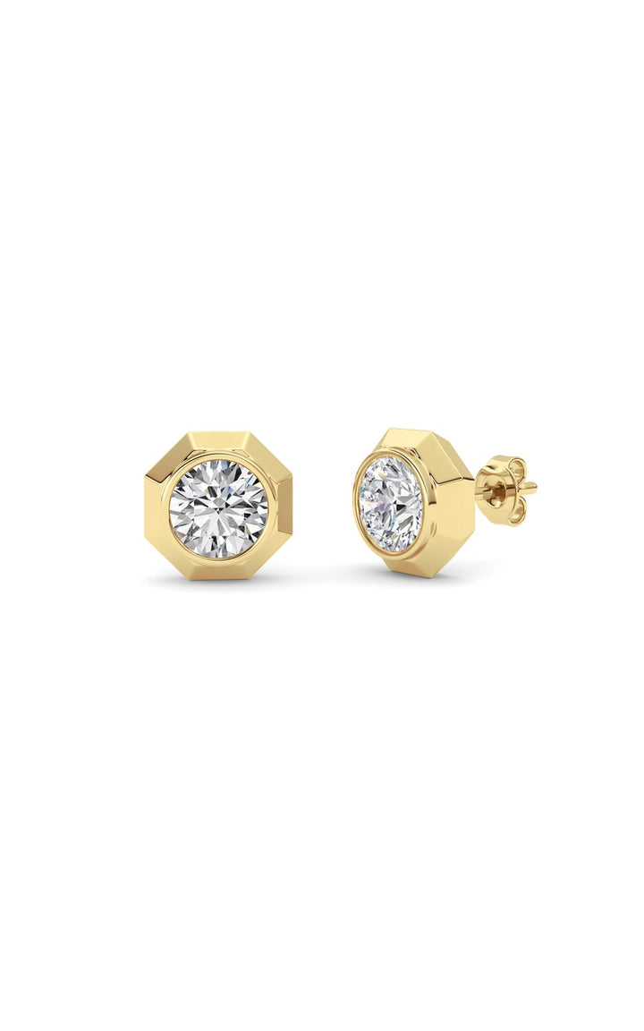 2Cttw Round Shaped Lab Grown Diamond (F/VS ) StudEarrings in 14K Gold