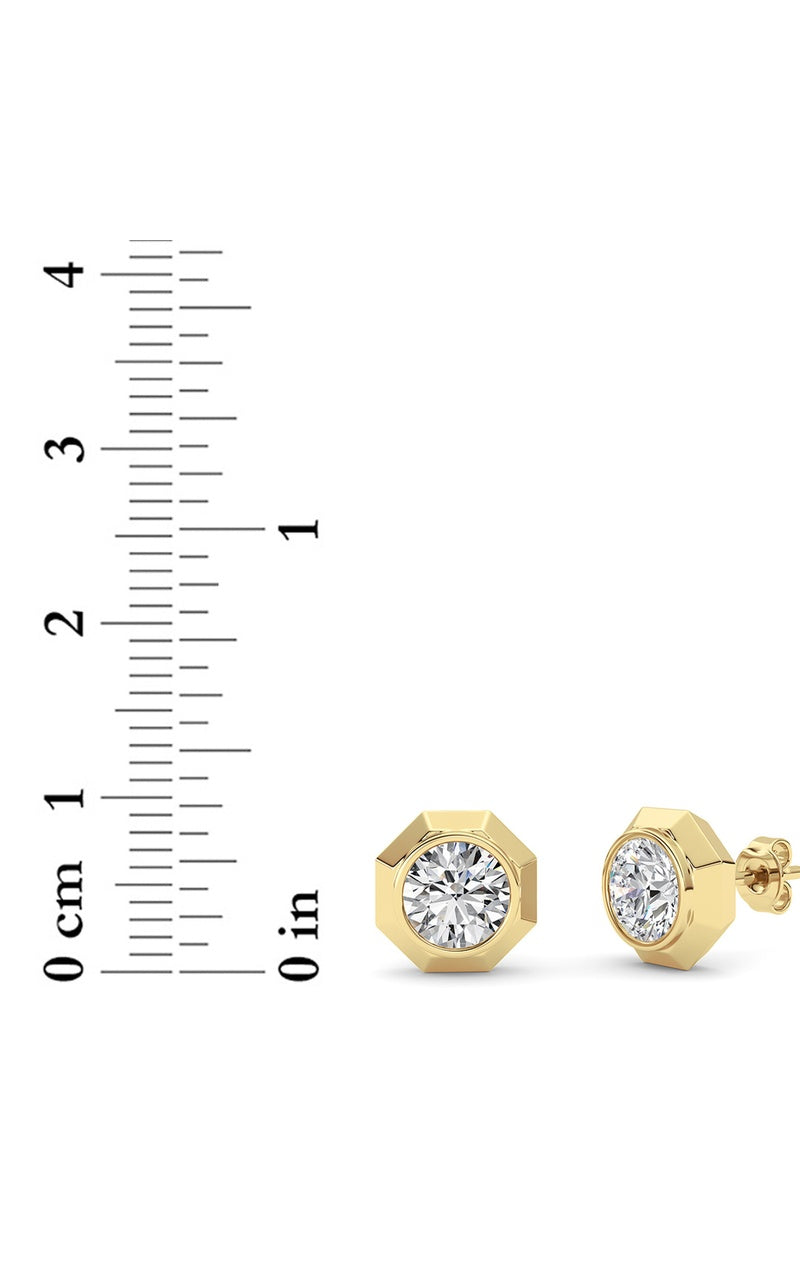 2Cttw Round Shaped Lab Grown Diamond (F/VS ) StudEarrings in 14K Gold