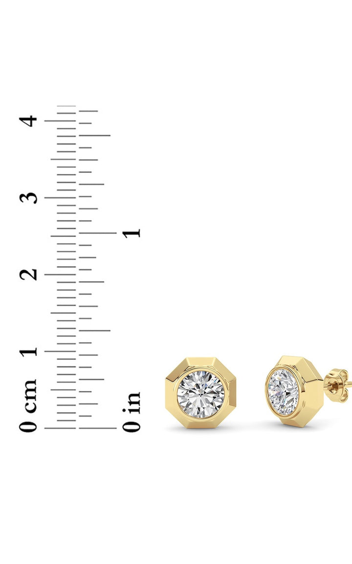 2Cttw Round Shaped Lab Grown Diamond (F/VS ) StudEarrings in 14K Gold