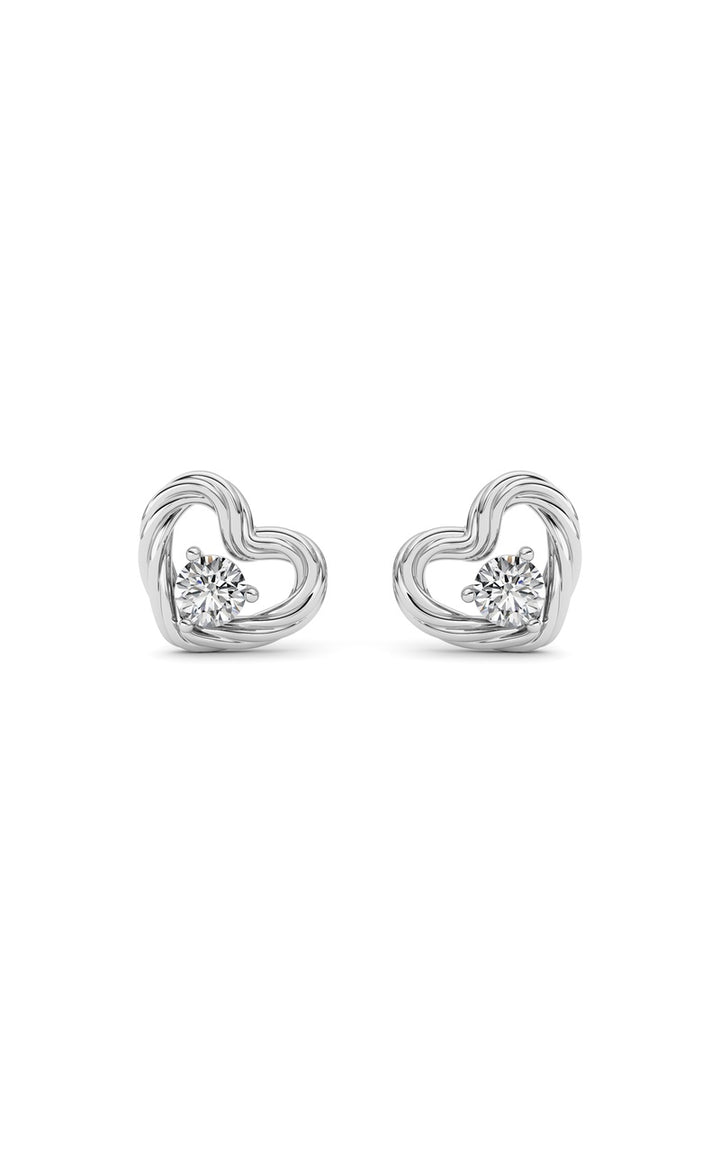 0.5Cttw Round Shaped Lab Grown Diamond (F/VS ) Heart Earrings in 14K Gold