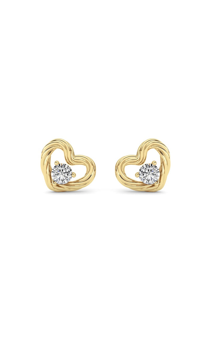 0.5Cttw Round Shaped Lab Grown Diamond (F/VS ) Heart Earrings in 14K Gold
