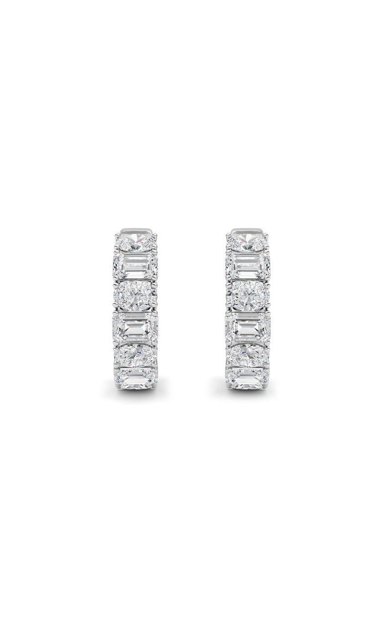 5Cttw Emerald Shaped Lab Grown Diamond (F/VS )Inside Out Hoop Earrings in 14K Gold