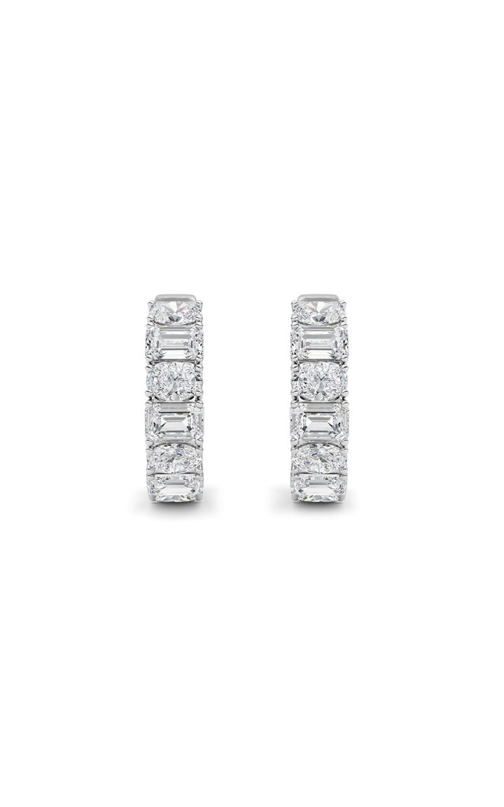 5Cttw Emerald Shaped Lab Grown Diamond (F/VS )Inside Out Hoop Earrings in 14K Gold