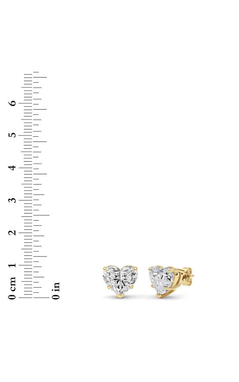 8Cttw Heart Shaped Lab Grown Diamond (F/VS ) Stud Earrings in 14K Gold
