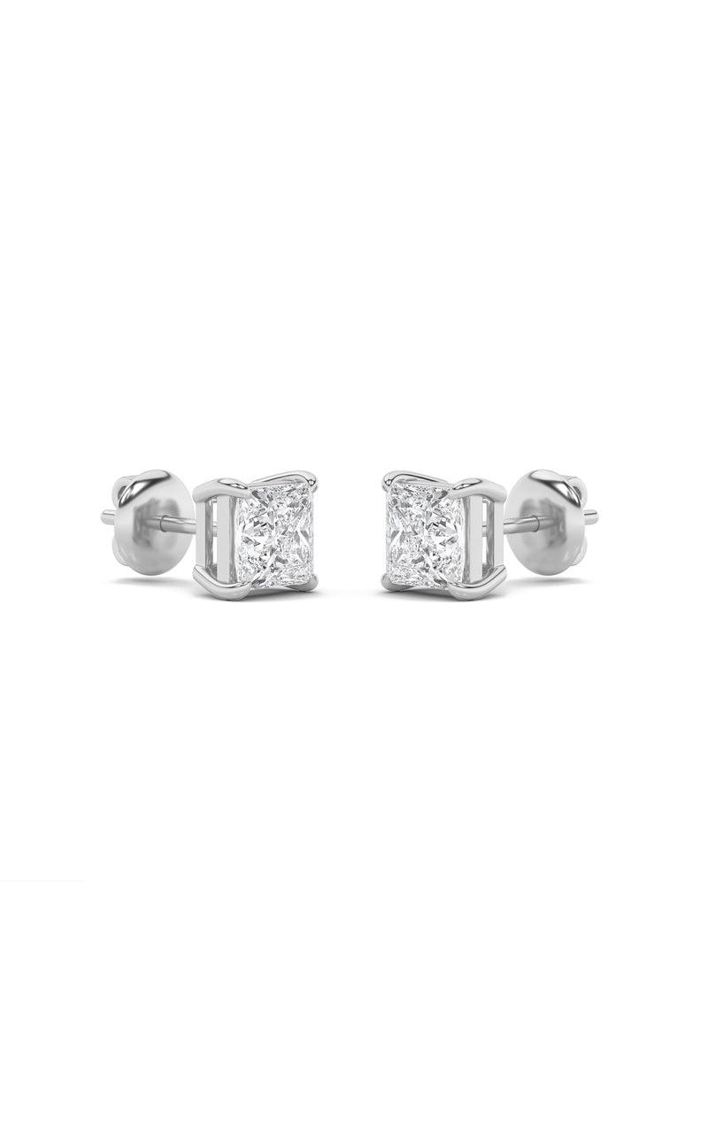 2Cttw Princess Shaped Lab Grown Diamond (F/VS) Stud Earrings in 14K Gold