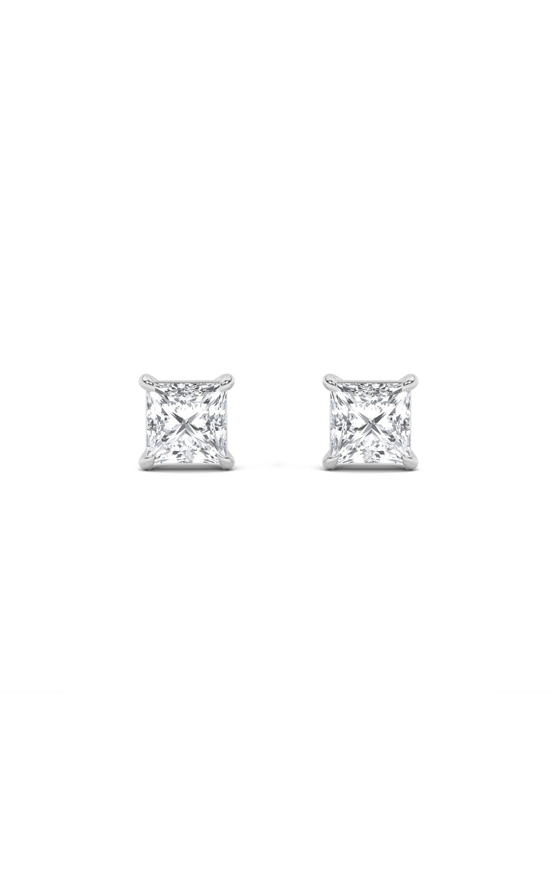 2Cttw Princess Shaped Lab Grown Diamond (F/VS) Stud Earrings in 14K Gold