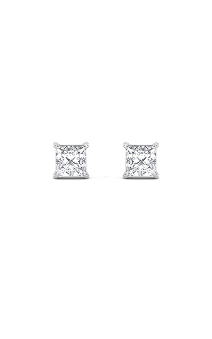 2Cttw Princess Shaped Lab Grown Diamond (F/VS) Stud Earrings in 14K Gold