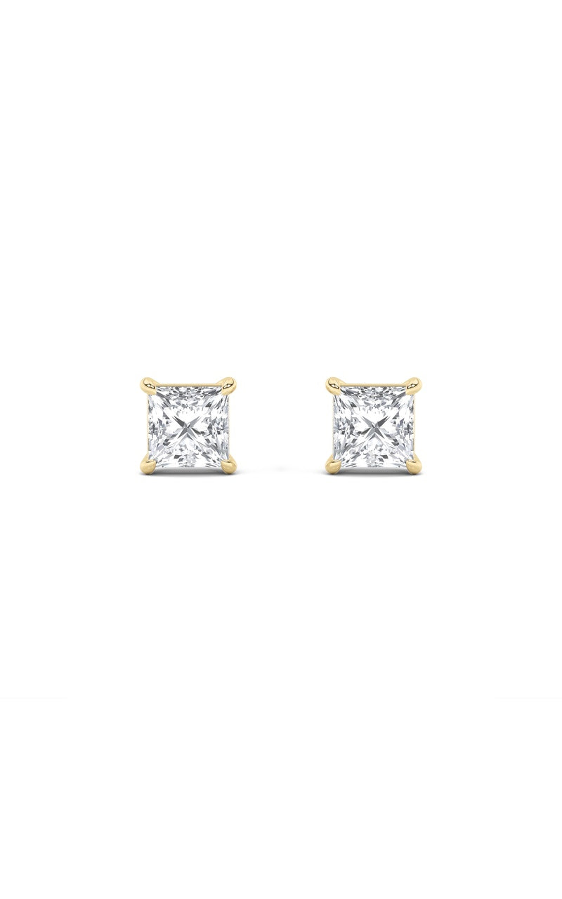 2Cttw Princess Shaped Lab Grown Diamond (F/VS) Stud Earrings in 14K Gold