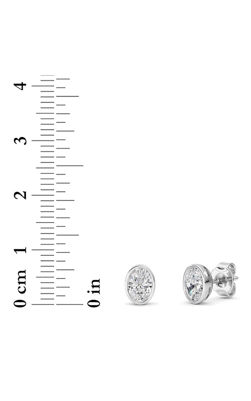 1Cttw Oval Shaped Lab Grown Diamond (F/VS) Bezel Set Stud Earrings in 14K Gold