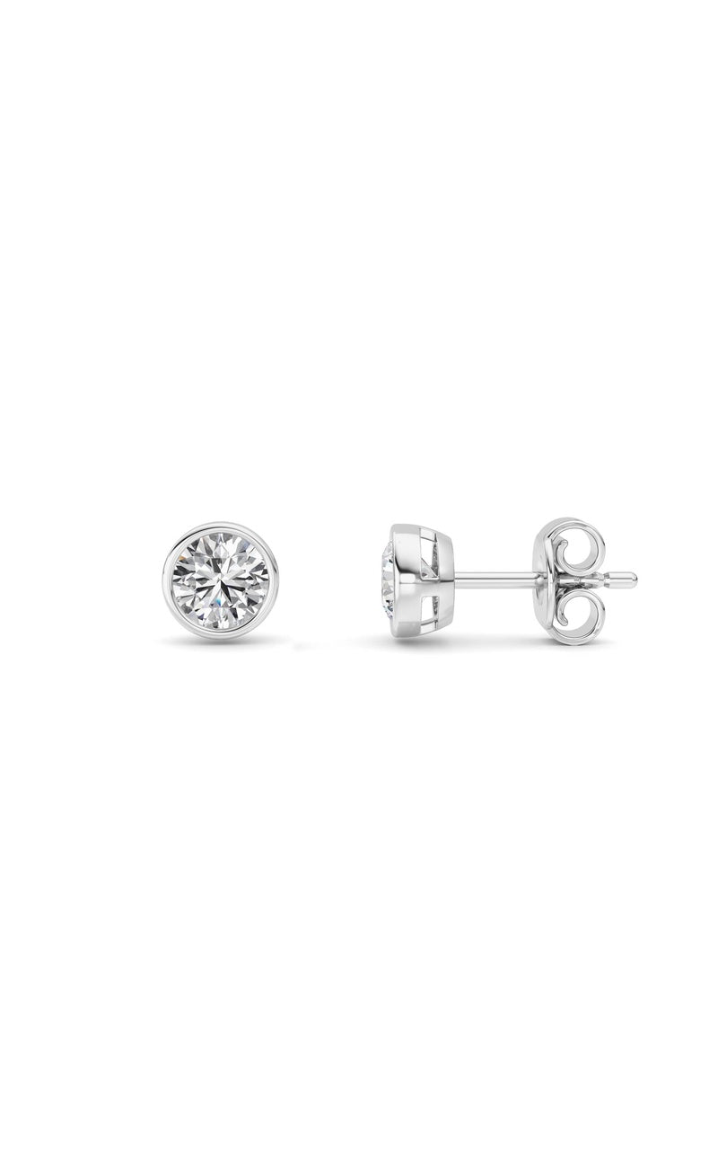 1Cttw Round Shaped Lab Grown Diamond (F/VS) BezelSet Earrings in 14K Gold