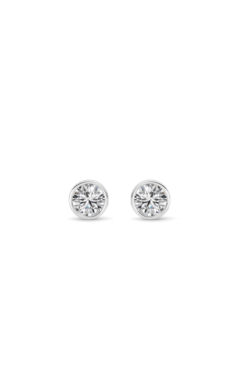 1Cttw Round Shaped Lab Grown Diamond (F/VS) BezelSet Earrings in 14K Gold