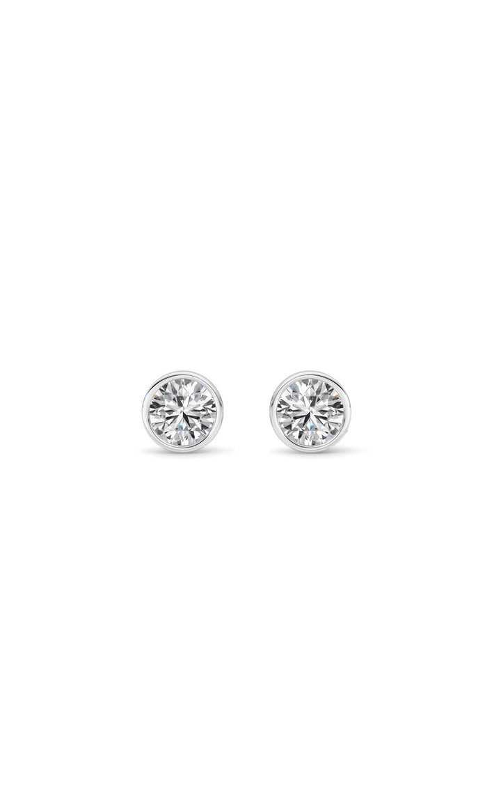 1Cttw Round Shaped Lab Grown Diamond (F/VS) BezelSet Earrings in 14K Gold