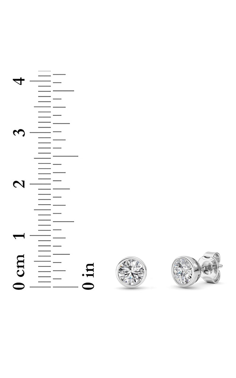 1Cttw Round Shaped Lab Grown Diamond (F/VS) Bezel Set Earrings in 14K Gold