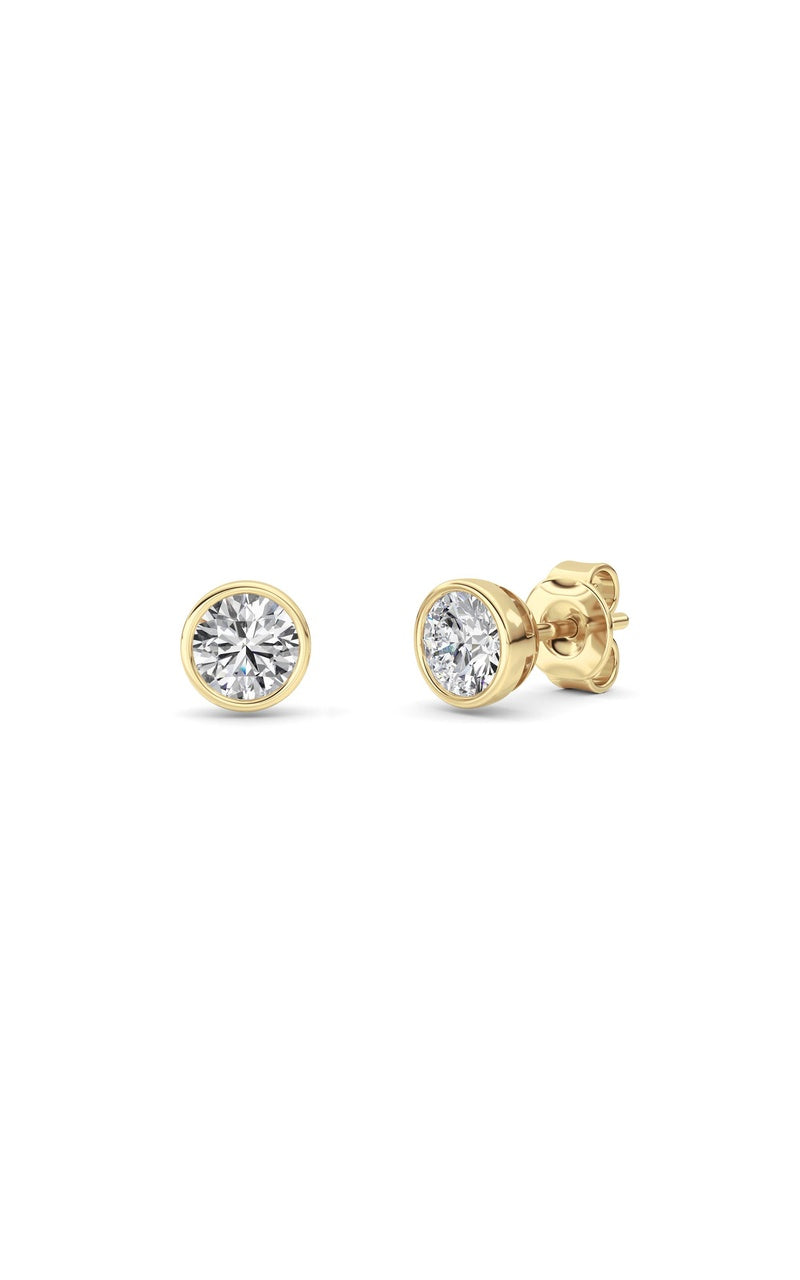 1Cttw Round Shaped Lab Grown Diamond (F/VS) BezelSet Earrings in 14K Gold