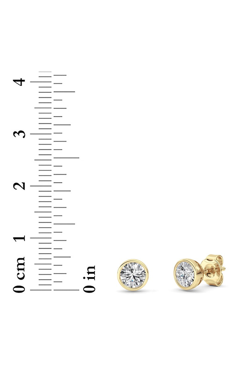 1Cttw Round Shaped Lab Grown Diamond (F/VS) BezelSet Earrings in 14K Gold
