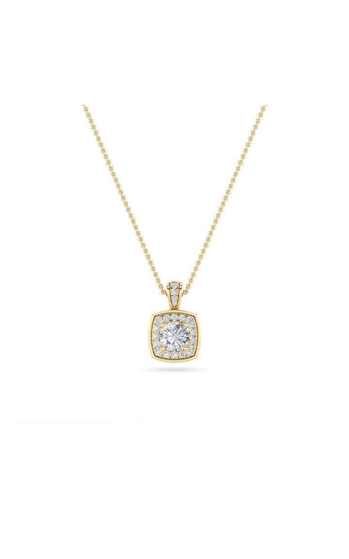 0.75Cttw Round Shaped Lab Grown Diamond (F/VS) Halo Pendant in 14K Gold