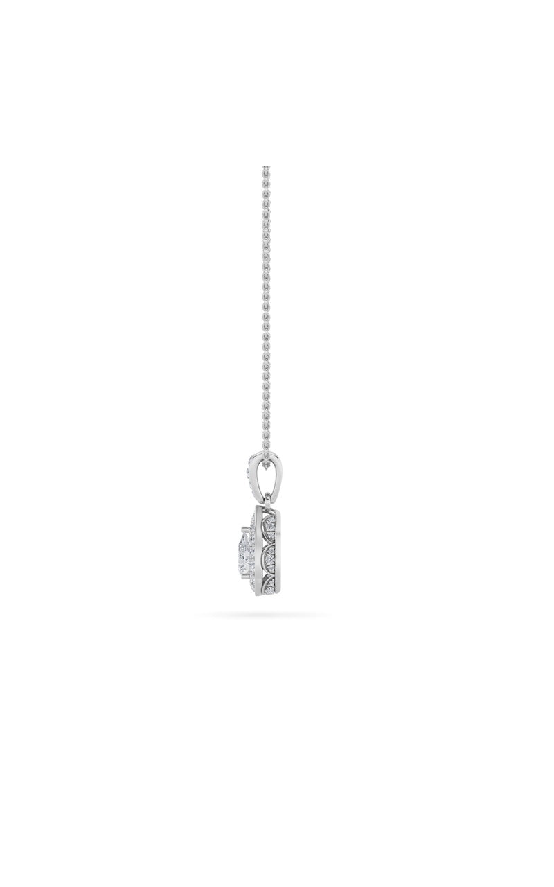 0.75Cttw Pear Shaped Lab Grown Diamond (F/VS) Halo Pendant in 14K Gold