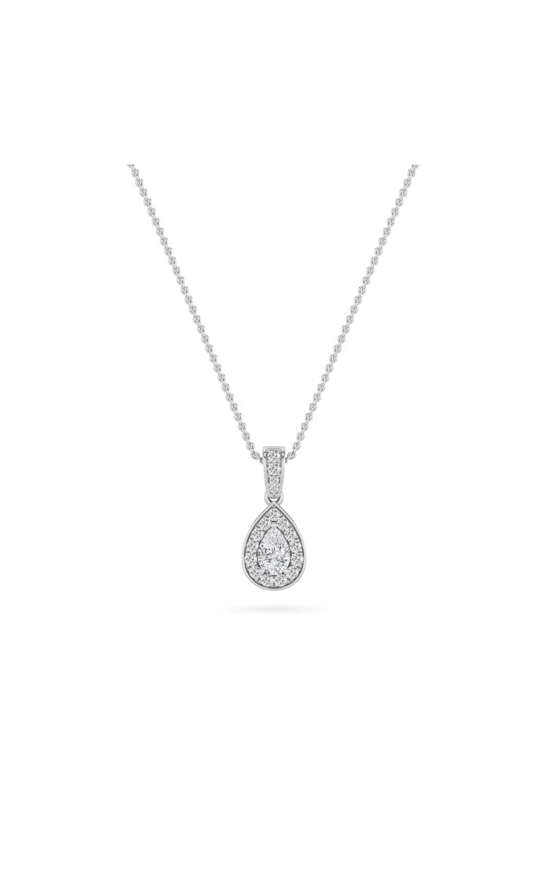 1.3Cttw Pear Shaped Lab Grown Diamond (F/VS) Halo Pendant in 14K Gold