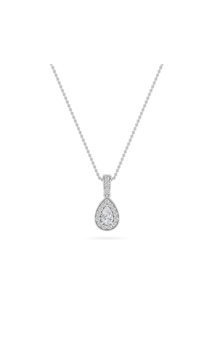 1.3Cttw Pear Shaped Lab Grown Diamond (F/VS) Halo Pendant in 14K Gold