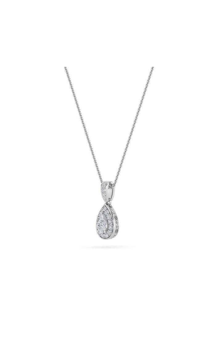1.3Cttw Pear Shaped Lab Grown Diamond (F/VS) Halo Pendant in 14K Gold