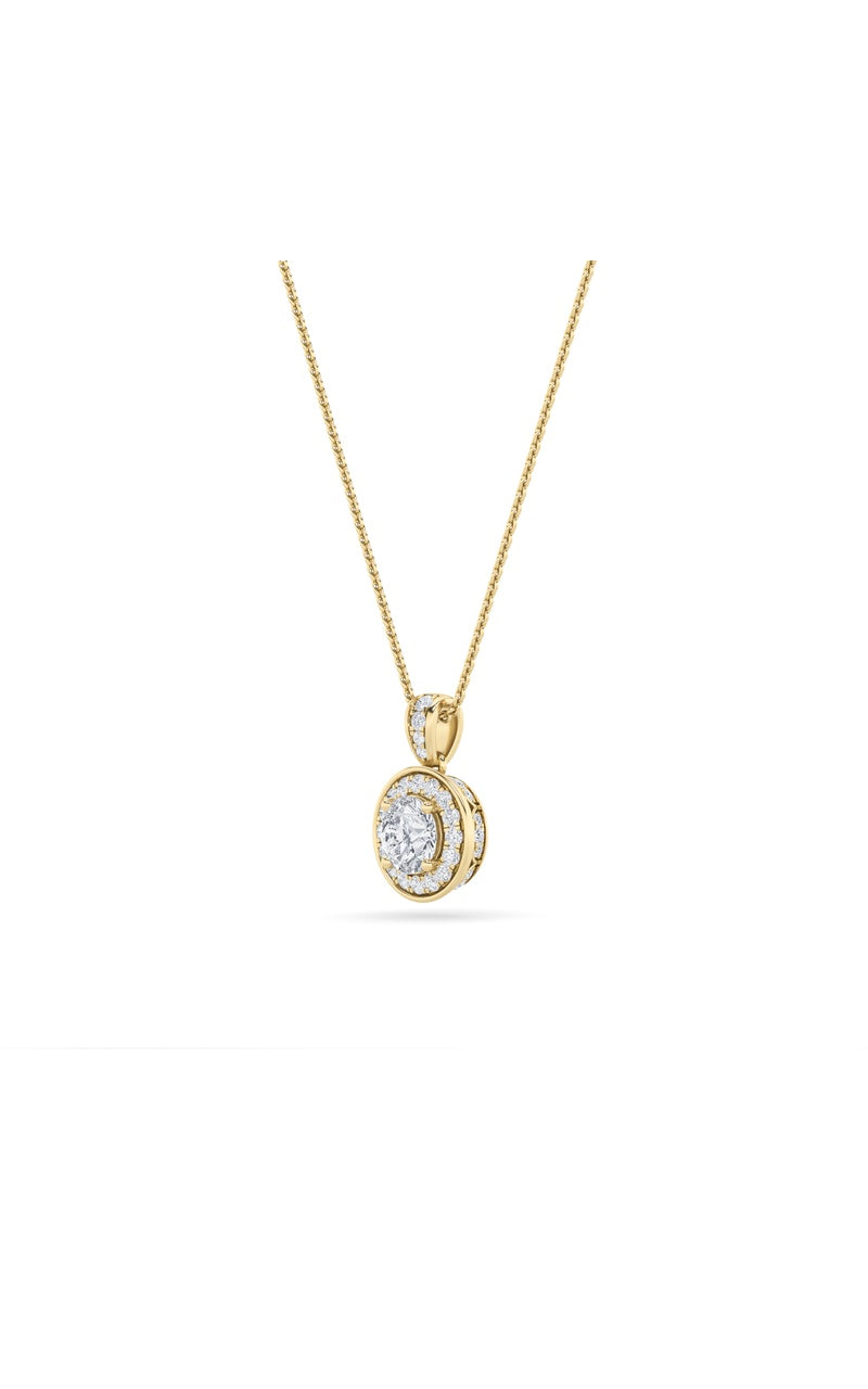 0.75Cttw Round Shaped Lab Grown Diamond (F/VS) Halo Pendant in 14K Gold