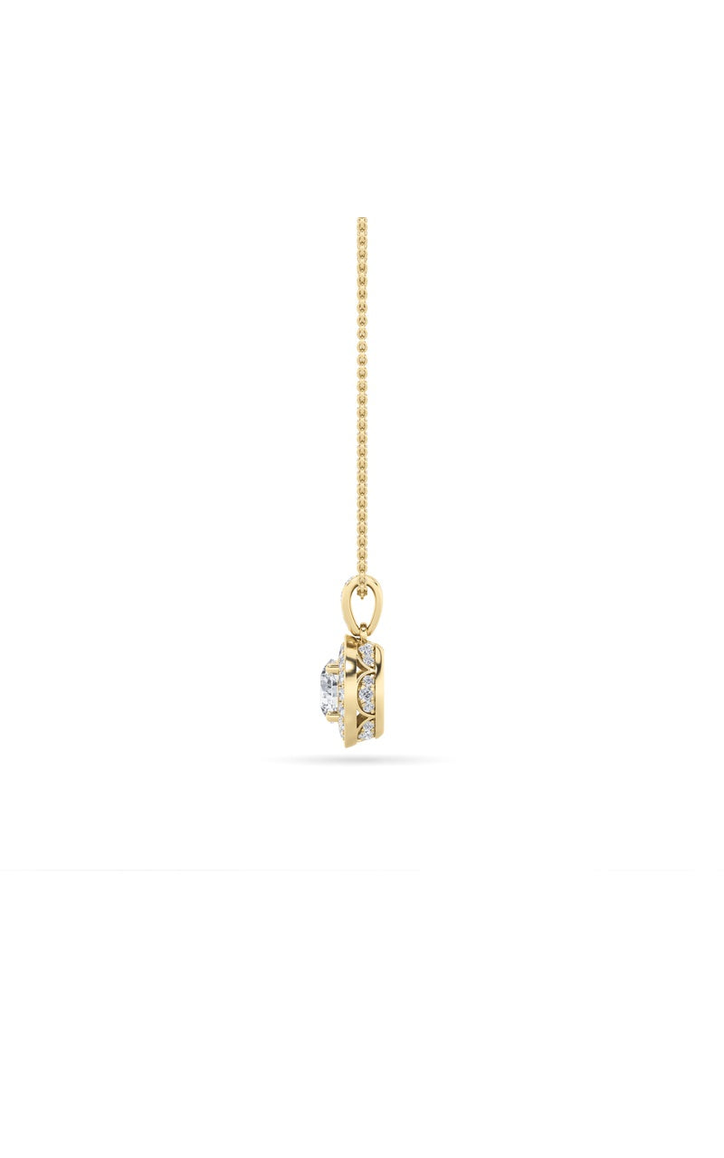 0.75Cttw Round Shaped Lab Grown Diamond (F/VS) Halo Pendant in 14K Gold