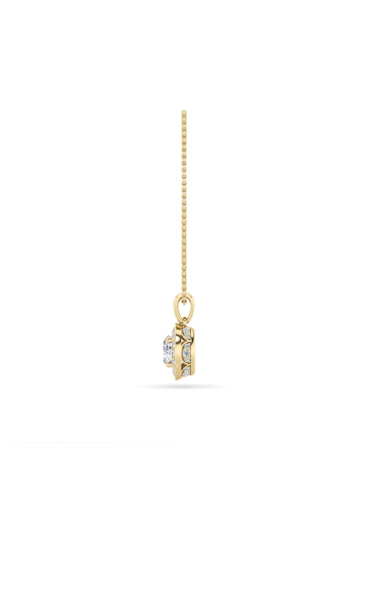 0.75Cttw Round Shaped Lab Grown Diamond (F/VS) Halo Pendant in 14K Gold