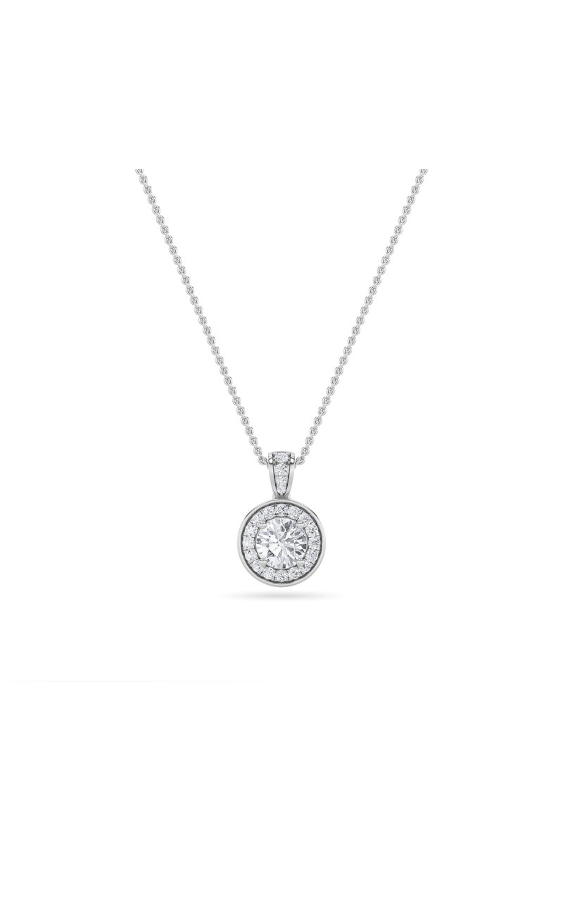 1.25Cttw Round Shaped Lab Grown Diamond (F/VS) Halo Pendant in 14K Gold