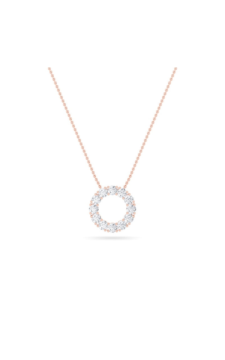 2Cttw Round Shaped Lab Grown Diamond (F/VS) Circle Pendant in 14K Gold