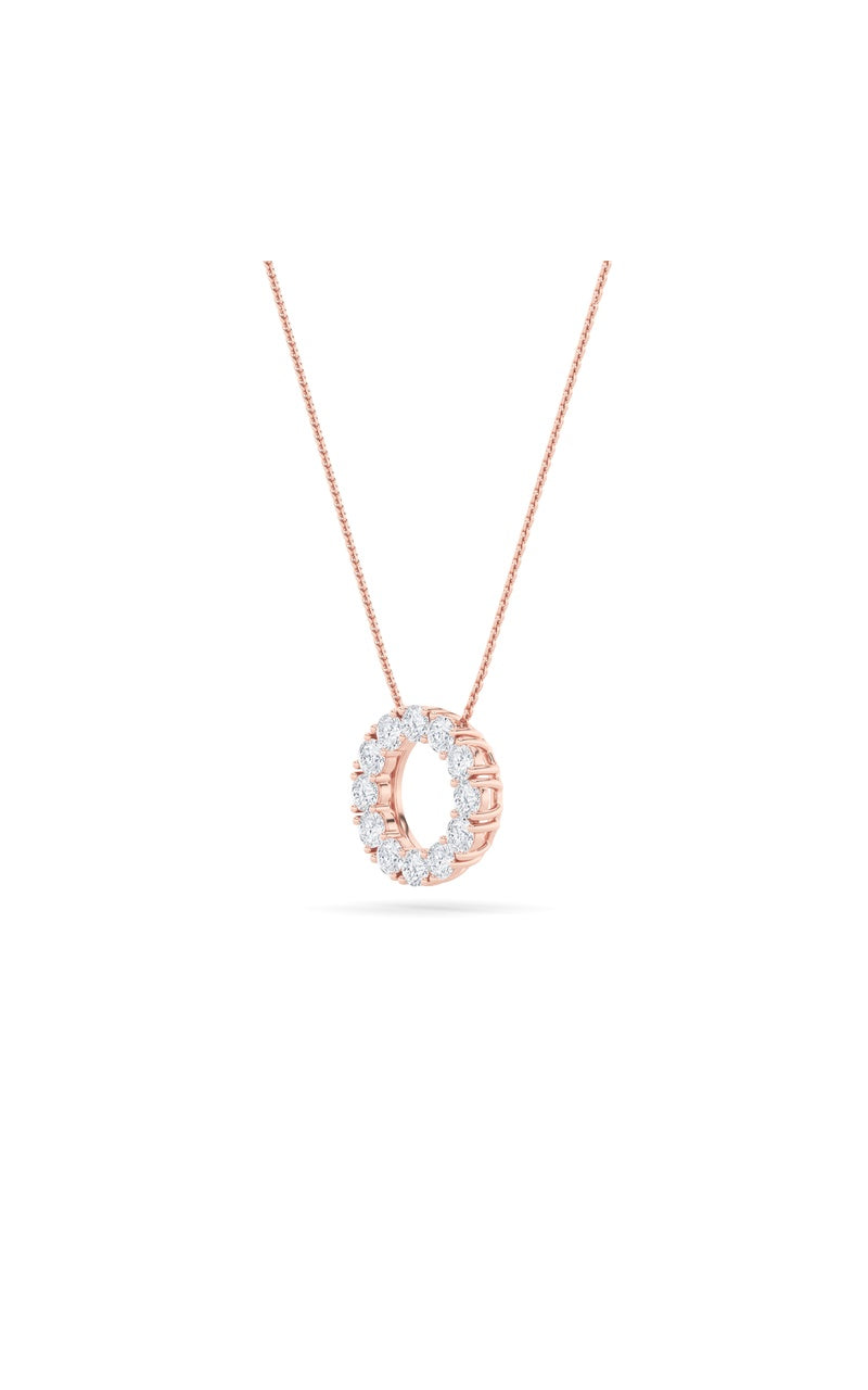 2Cttw Round Shaped Lab Grown Diamond (F/VS) Circle Pendant in 14K Gold