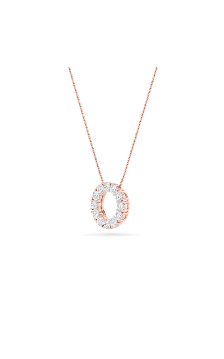 2Cttw Round Shaped Lab Grown Diamond (F/VS) Circle Pendant in 14K Gold