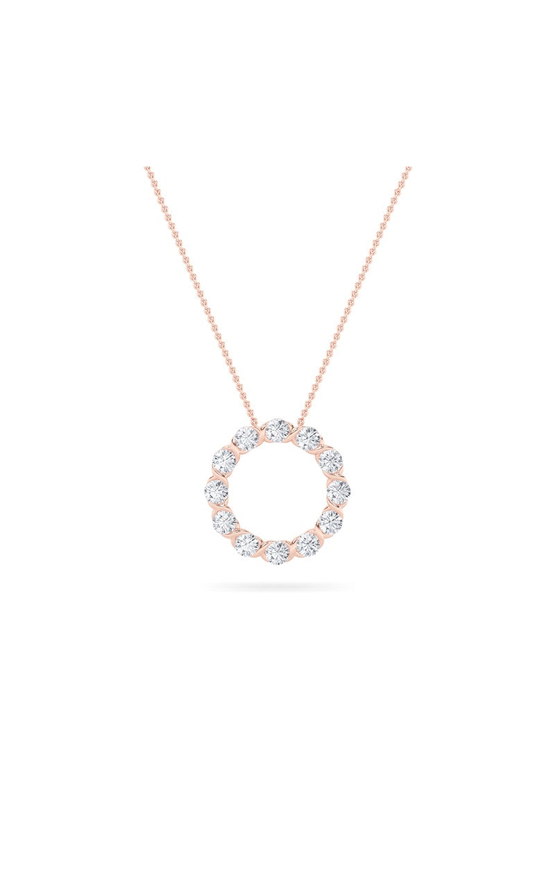 2Cttw Round Shaped Lab Grown Diamond (F/VS) Circle Pendant in 14K Gold