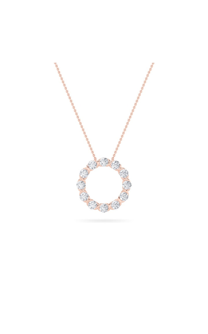 2Cttw Round Shaped Lab Grown Diamond (F/VS) Circle Pendant in 14K Gold