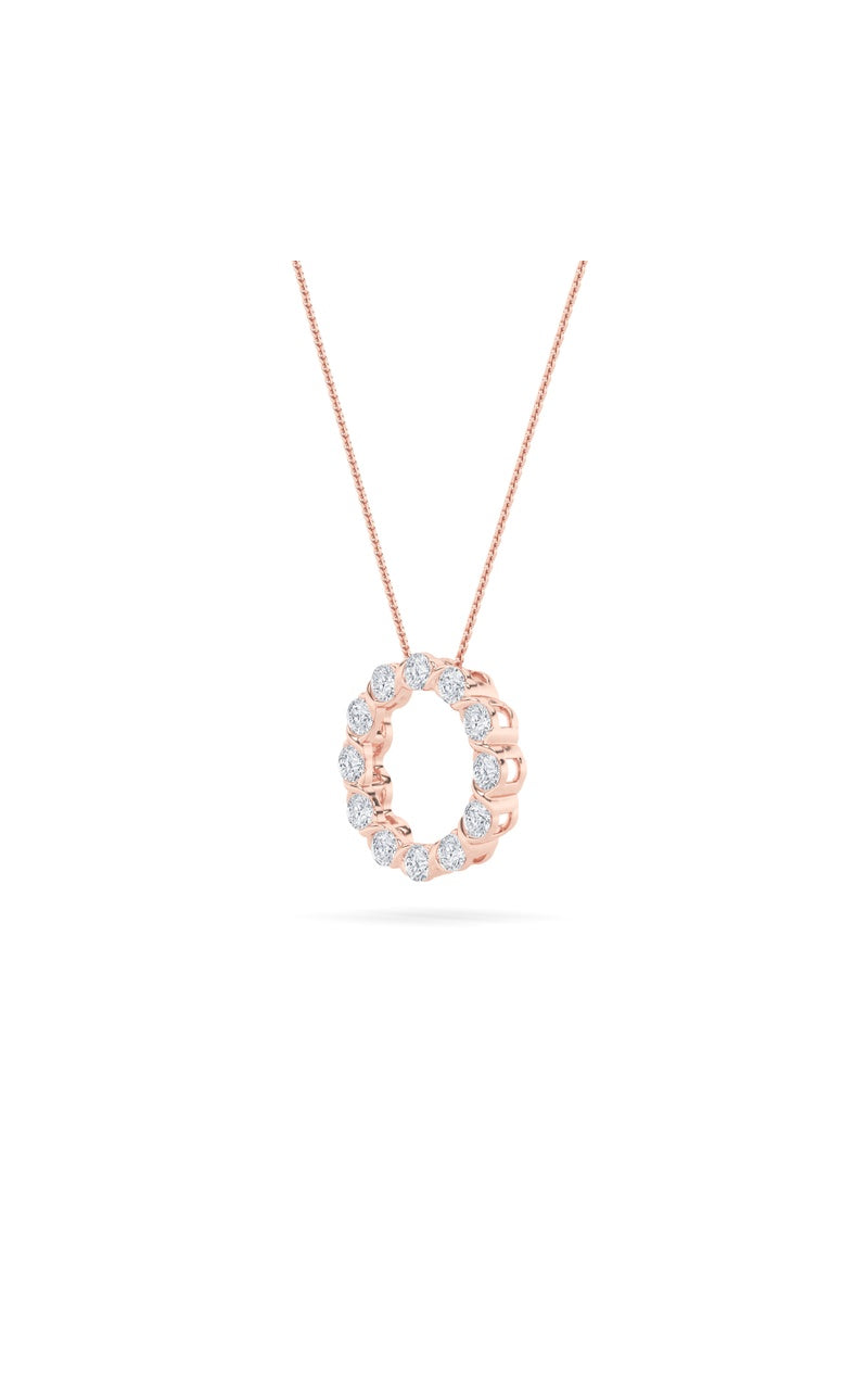 2Cttw Round Shaped Lab Grown Diamond (F/VS) Circle Pendant in 14K Gold
