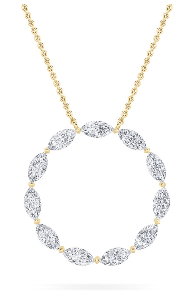 2Cttw Marquise Shaped Lab Grown Diamond (F/VS) Circle Necklace in 14K Gold