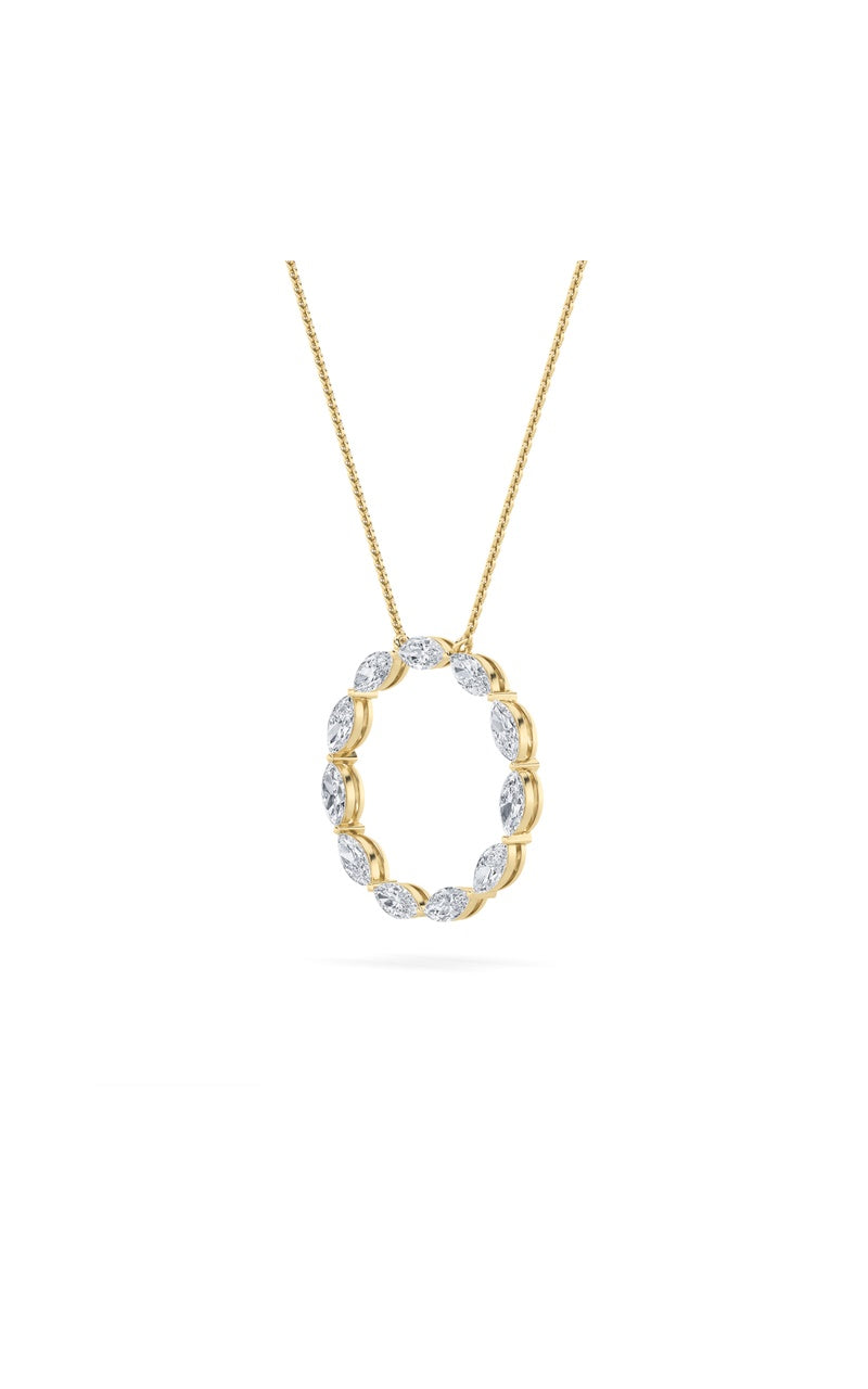 2Cttw Marquise Shaped Lab Grown Diamond (F/VS) Circle Necklace in 14K Gold