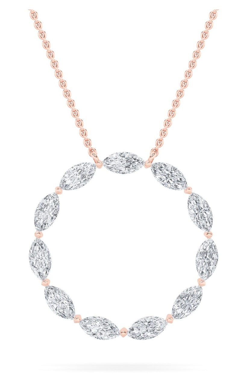 2.25Cttw Marquise Shaped Lab Grown Diamond (F/VS) Circle Necklace in 14K Gold