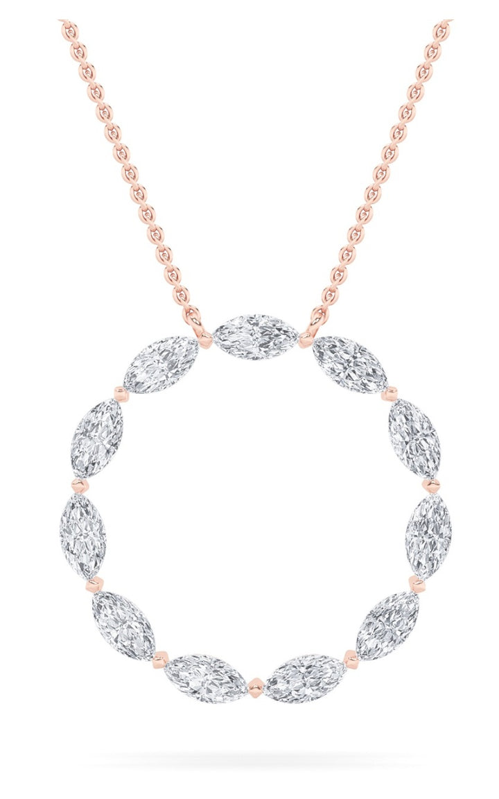 2.25Cttw Marquise Shaped Lab Grown Diamond (F/VS) Circle Necklace in 14K Gold