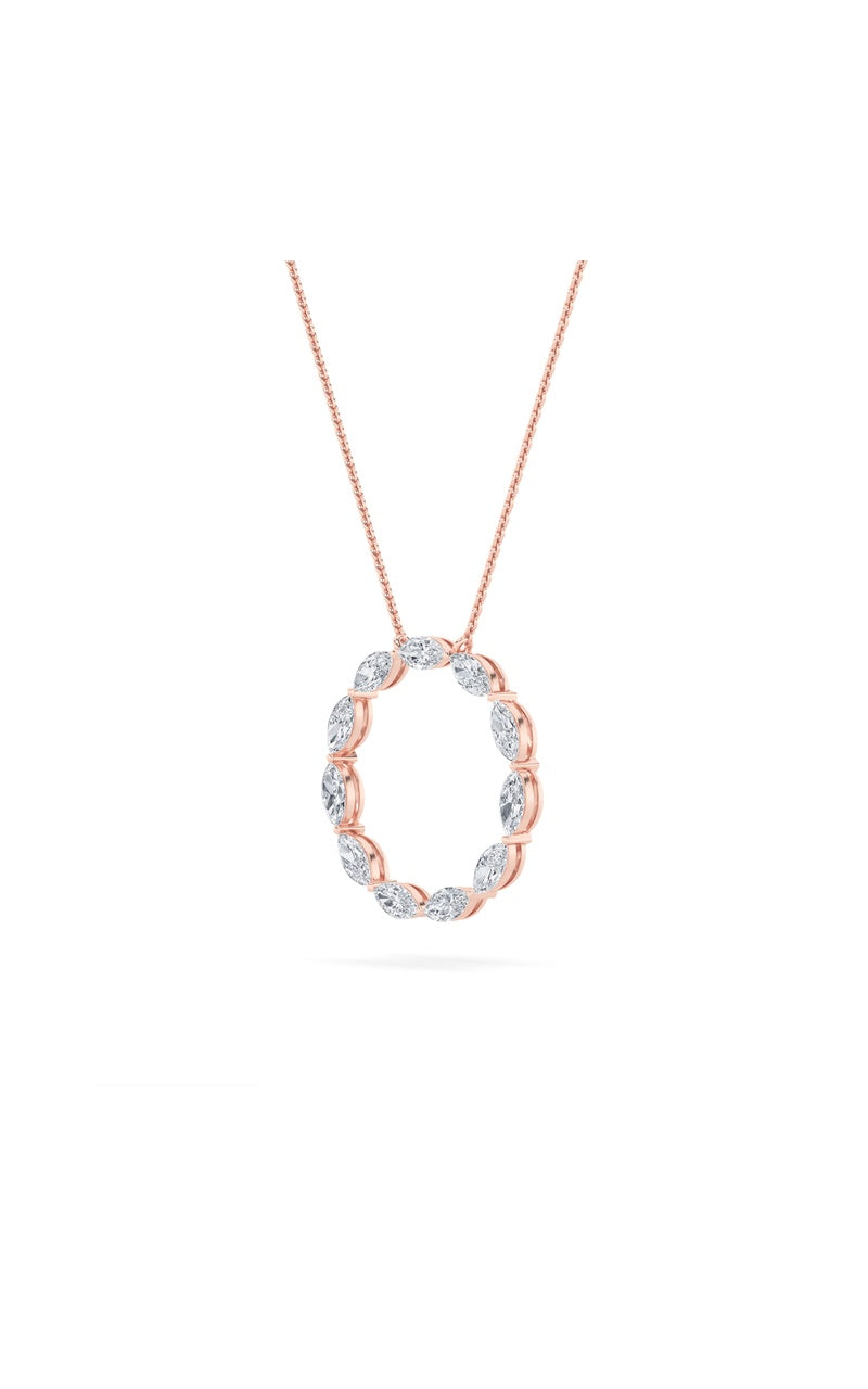2.25Cttw Marquise Shaped Lab Grown Diamond (F/VS) Circle Necklace in 14K Gold