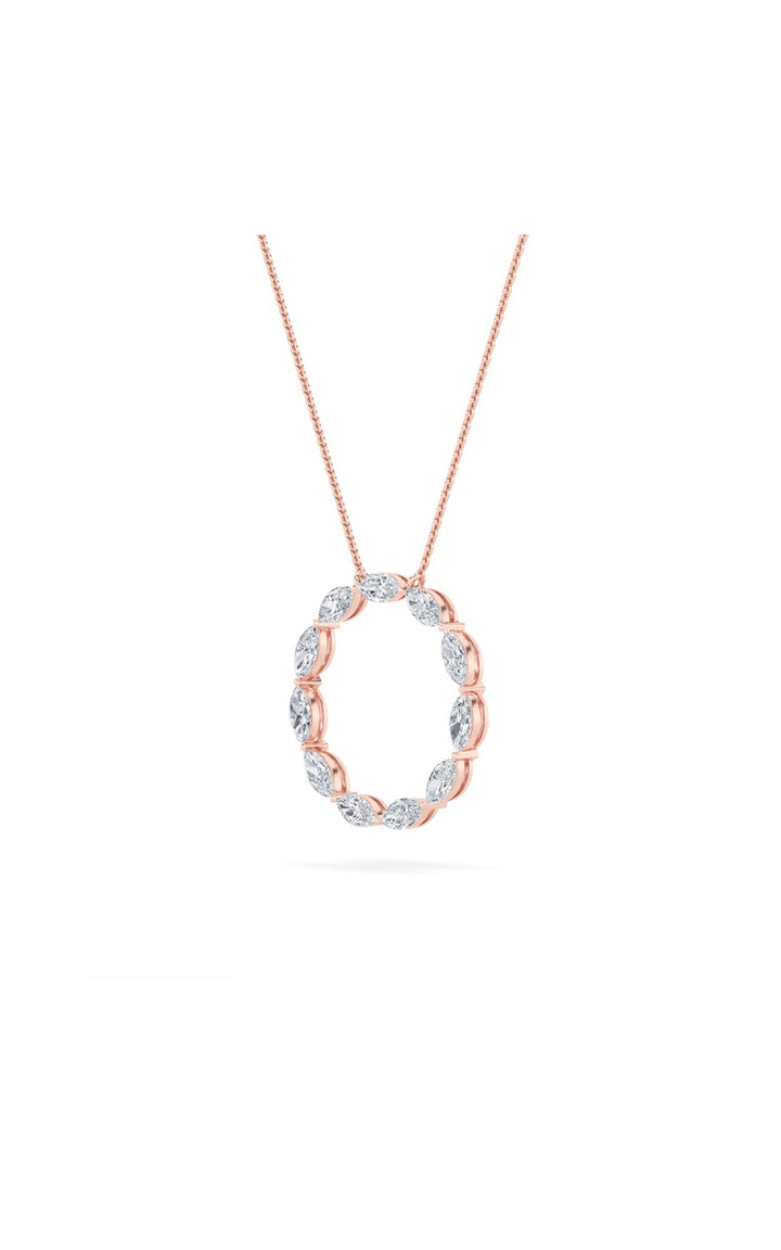 2.25Cttw Marquise Shaped Lab Grown Diamond (F/VS)Circle Necklace in 14K Gold