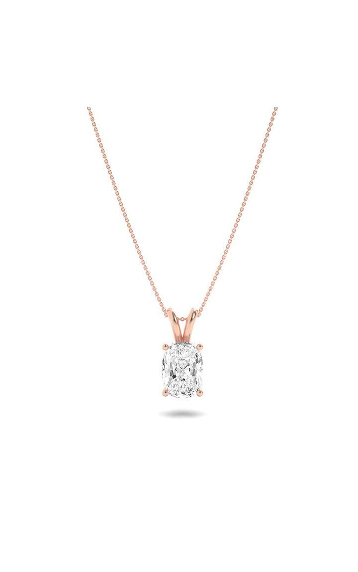1Cttw Elongated Cushion Shaped Lab Grown Diamond (F/VS) Split Bale Solitaire Pendant in 14K Gold