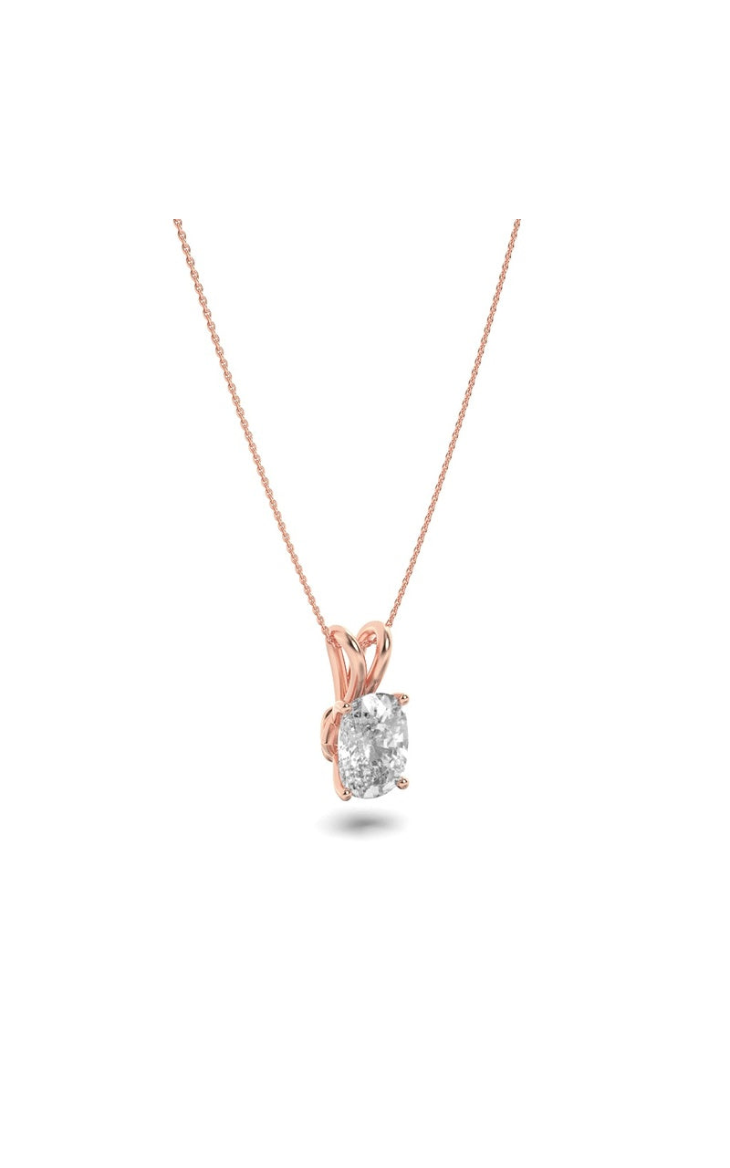 1Cttw Elongated Cushion Shaped Lab Grown Diamond (F/VS) Split Bale Solitaire Pendant in 14K Gold