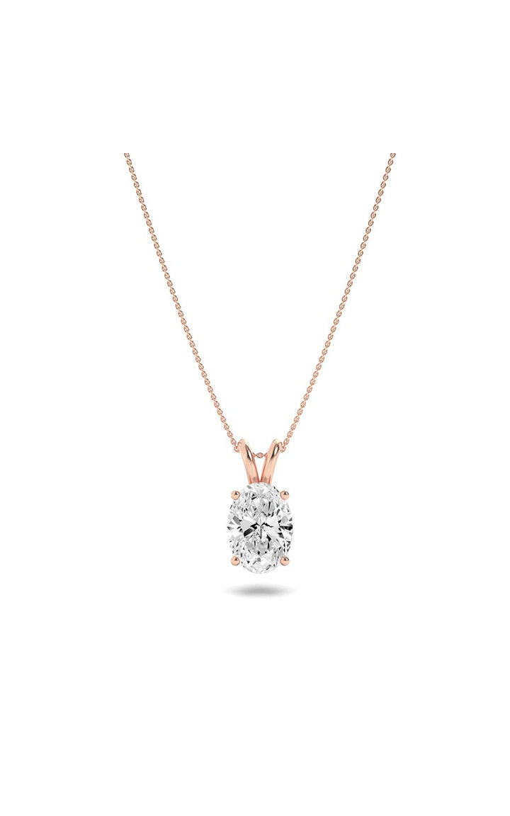 2Cttw Oval Shaped Lab Grown Diamond (F/VS) Split Bale Solitaire Pendant in 14K Gold