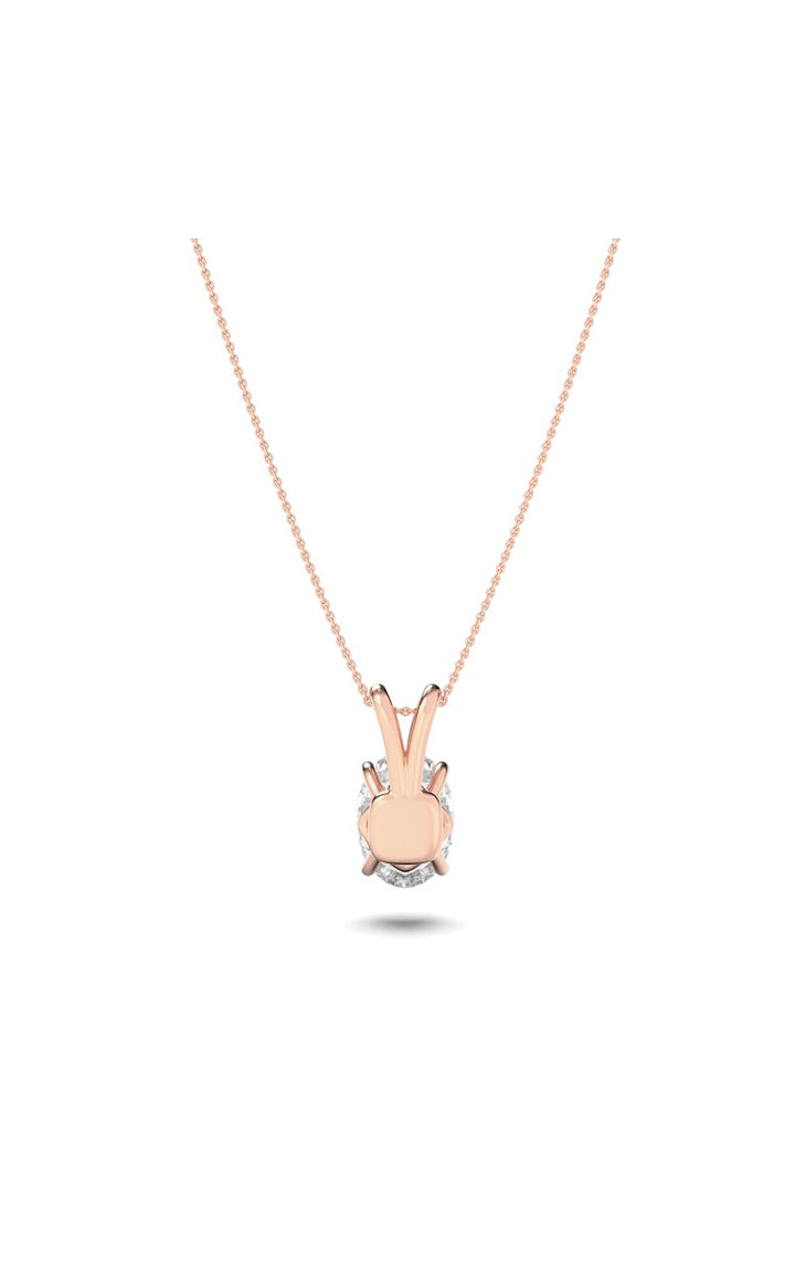 2Cttw Oval Shaped Lab Grown Diamond (F/VS) Split Bale Solitaire Pendant in 14K Gold