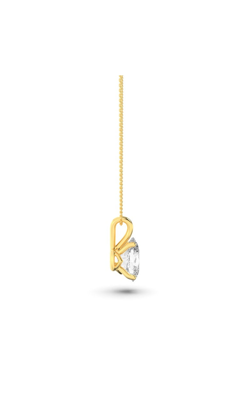 3Cttw Oval Shaped Lab Grown Diamond (F/VS) Split Bale Solitaire Pendant in 14K Gold