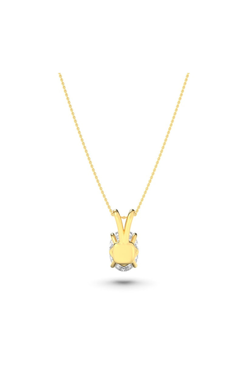 3Cttw Oval Shaped Lab Grown Diamond (F/VS) Split Bale Solitaire Pendant in 14K Gold