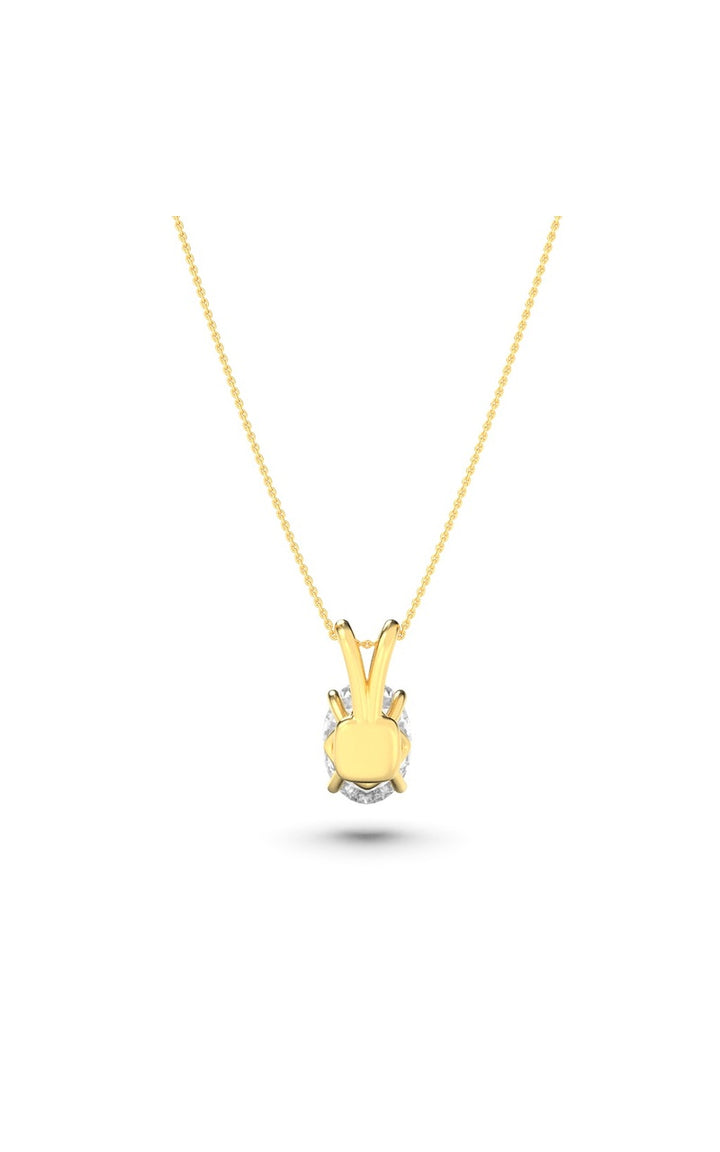 3Cttw Oval Shaped Lab Grown Diamond (F/VS) Split Bale Solitaire Pendant in 14K Gold