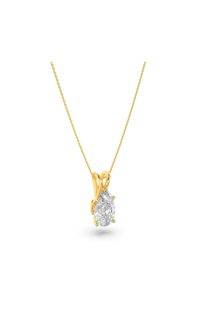 3Cttw Pear Shaped Lab Grown Diamond (F/VS) Split Bale Solitaire Pendant in 14K Gold